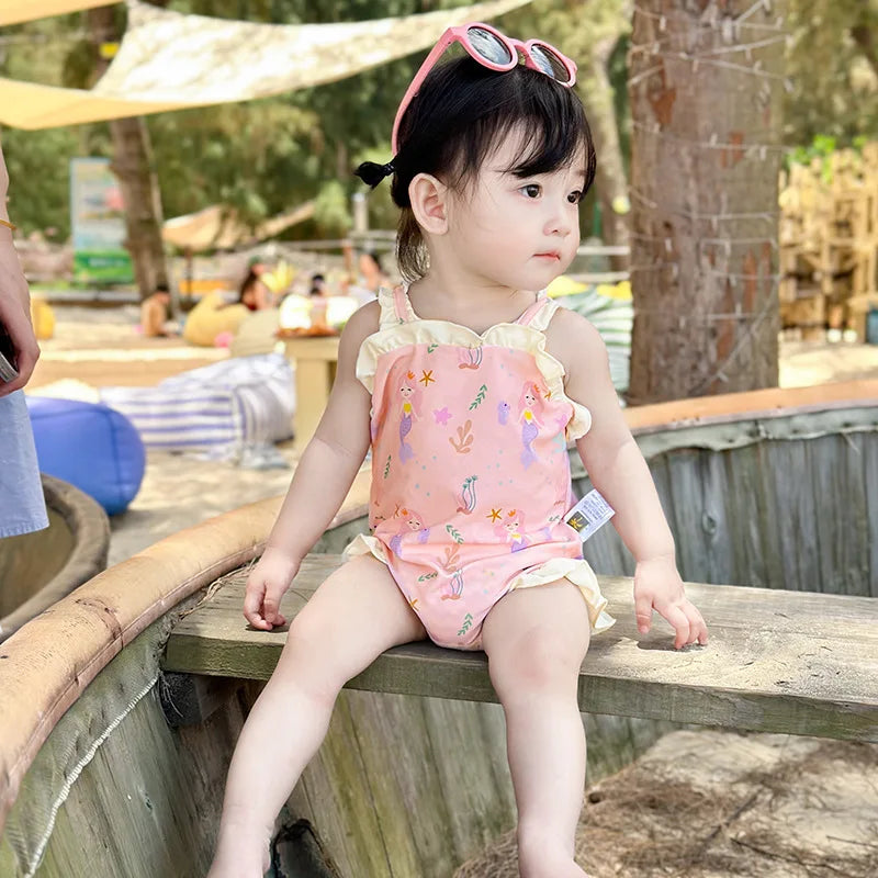 2026 Summer Children Girl Swimsuit 0-5Years Toddler Kids Cartoon Swimwear One-Pieces Suit Beachwear Sunsuit Clothes