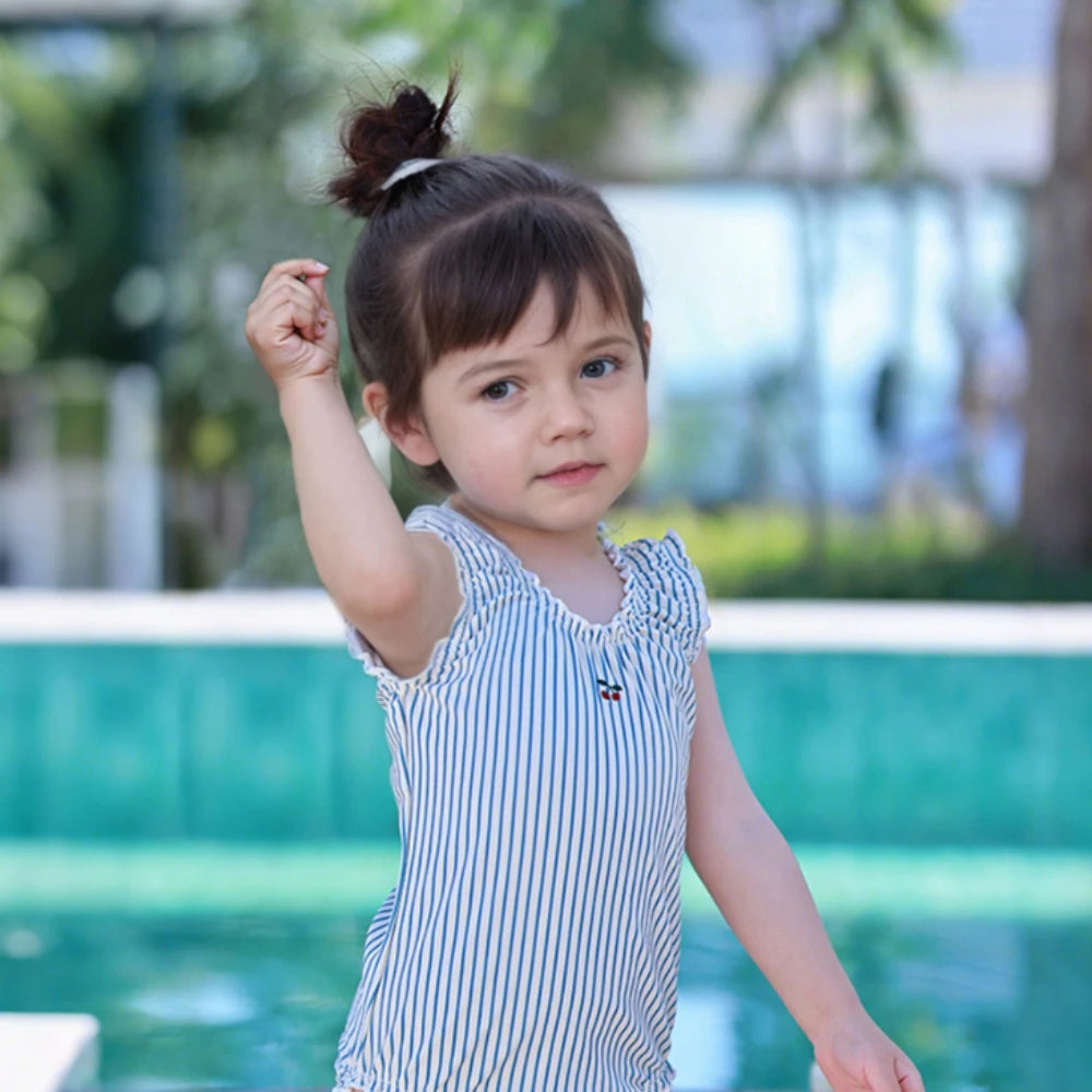 1-7Y Summer Kids Girls Swimsuits+Hat Clothing Toddler Girl Swimwear Cute Print Baby Bikini Split Swimsuit Vacation Swimming